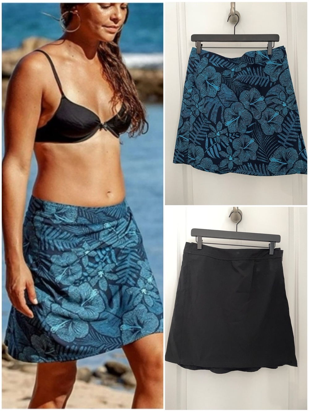 TWO RipSkirt Hawaii Length
2 Wrap Skirts Medium Black Maui Moonlight Beach   i24
